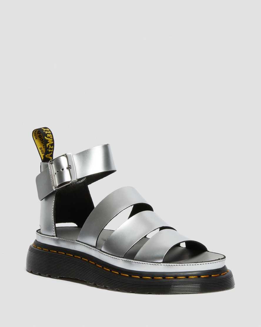 Dr. Martens Clarissa II Metallic Lær Platform Sandaler Dame Sølv [8527NFVSG]